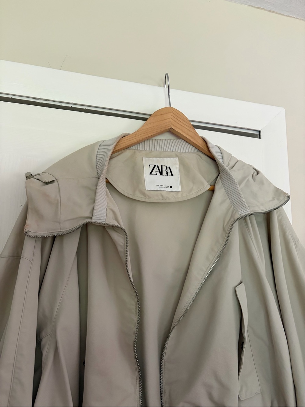 ZARA Light Taupe Hooded Trench Coat